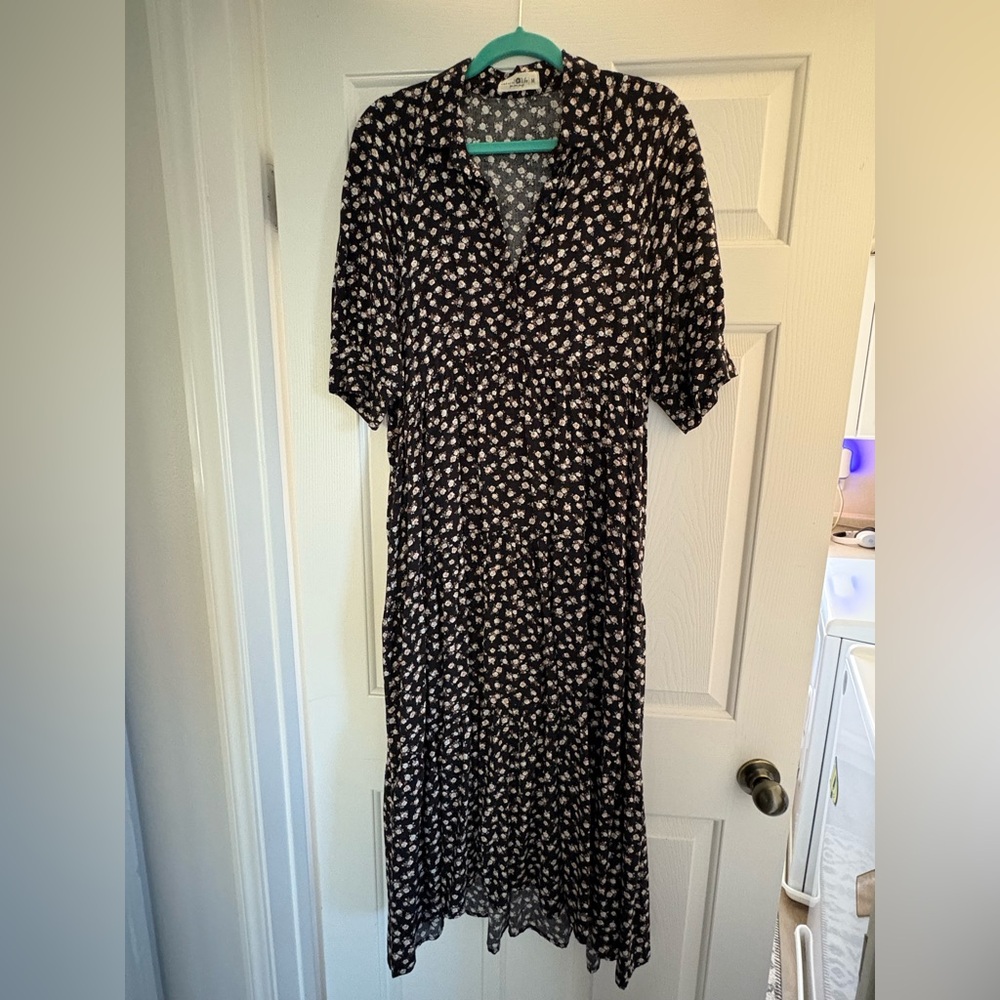 NATURAL LIFE Black and White Long Sleeve Dress